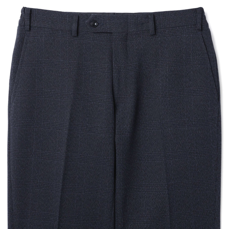 ブラックライン 【発送在庫あり】【SLIM TAPERED_2】【秋冬】2釦シングルスリーピーススーツ 0タック/ネイビー×チェック/ウエストシャーリング/4S SUSTAINABILITY&ECOLOGY FABRIC/※パンツ裾上げ済仕様 紺濃色