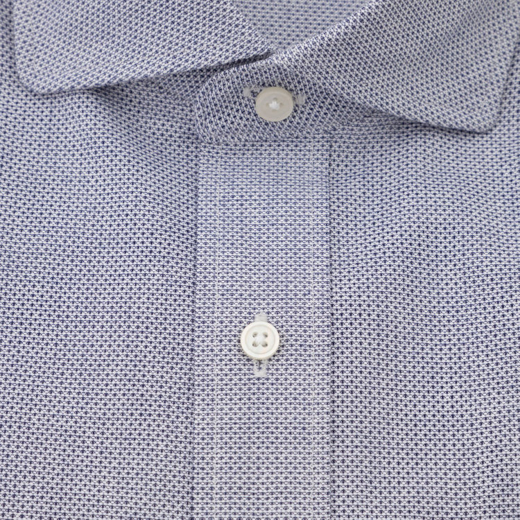 シルバーライン 【発送在庫あり】【CLASSICO TAPERED】ホリゾンタルワイドドレスワイシャツ/ネイビー×レノクロス(からみ織り 青濃色