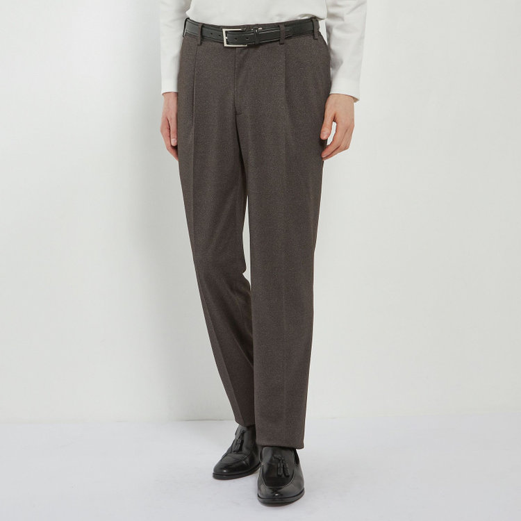 シルバーライン 【CLASSICO TAPERED】【春夏】1タックテーパードパンツ/ブラウン/ウエストシャーリング/4S SUSTAINABILITY&ECOLOGY FABRIC/※裾上げ必要 茶濃色
