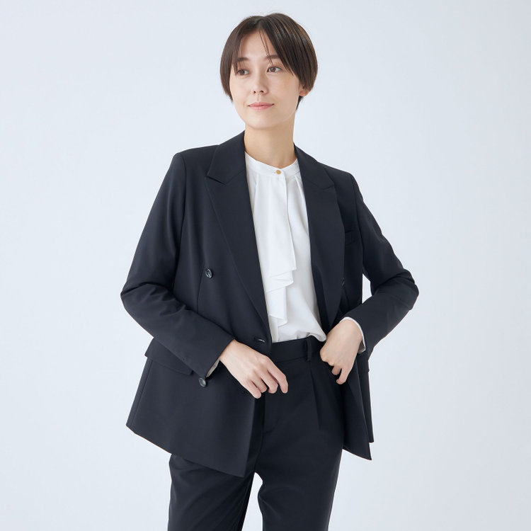 【SL】【年間】6釦2掛けダブルジャケット/ネイビー/ウォッシャブル