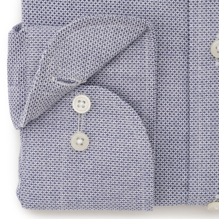 シルバーライン 【発送在庫あり】【CLASSICO TAPERED】ホリゾンタルワイドドレスワイシャツ/ネイビー×レノクロス(からみ織り 青濃色