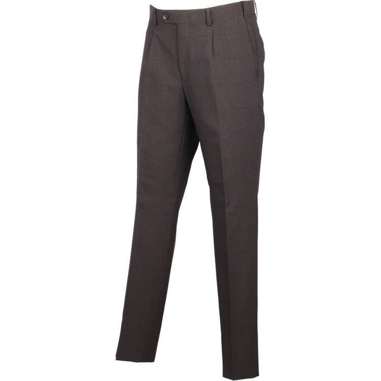 スーツセレクト 【発送在庫あり】【CLASSICO TAPERED】【春夏】2釦シングルスリーピーススーツ 1タック/ブラウン×ウィンドペン/ウエストムーブ/4S SUSTAINABILITY&ECOLOGY FABRIC/※パンツ裾上げ済仕様 ブラウン系(茶)