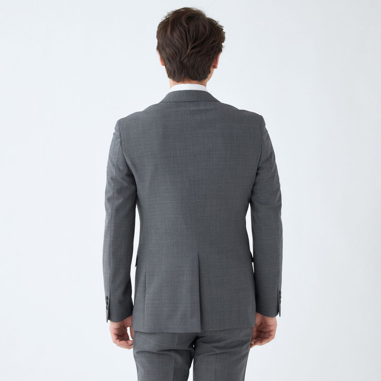 ブラックライン 【SLIM TAPERED_2】【春夏】2釦シングルスーツ 0タック/グレー×シャドー/ウエストシャーリング/4S SUSTAINABILITY&ECOLOGY FABRIC/※パンツ裾上げ済仕様 グレー中間
