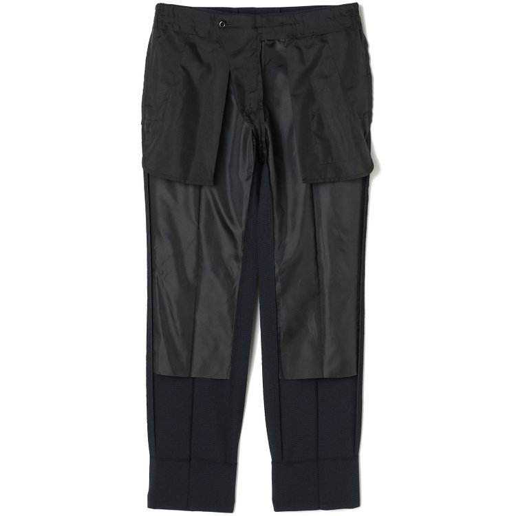 ブラックライン 【SLIM TAPERED_2】【春夏】2釦シングルスリーピーススーツ 0タック/ネイビー×チェック/ウエストシャーリング/4S SUSTAINABILITY&ECOLOGY FABRIC/※パンツ裾上げ済仕様 紺濃色