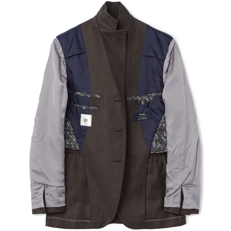 シルバーライン 【発送在庫あり】【CLASSICO TAPERED】【秋冬】3釦段返りシングルスーツ 2タック/ブラウン×ヘリンボーン/ウエストムーブ/MARZOTTO/※裾上げ必要 茶中間