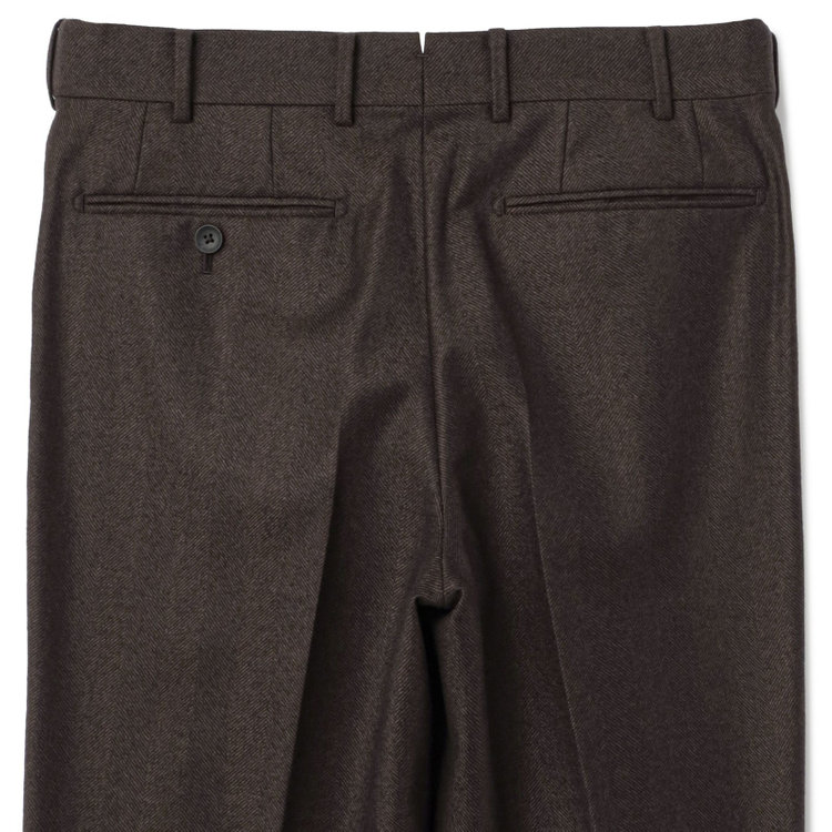 シルバーライン 【発送在庫あり】【CLASSICO TAPERED】【秋冬】3釦段返りシングルスーツ 2タック/ブラウン×ヘリンボーン/ウエストムーブ/MARZOTTO/※裾上げ必要 茶中間