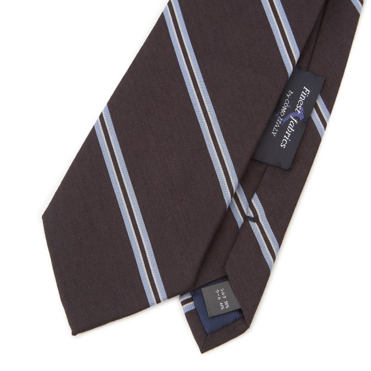 シルバーライン 【SILVER LINE】シルクウールストライプネクタイ 8.5cm幅/ブラウンパープル/Finest fabrics by COMO ITALY その他
