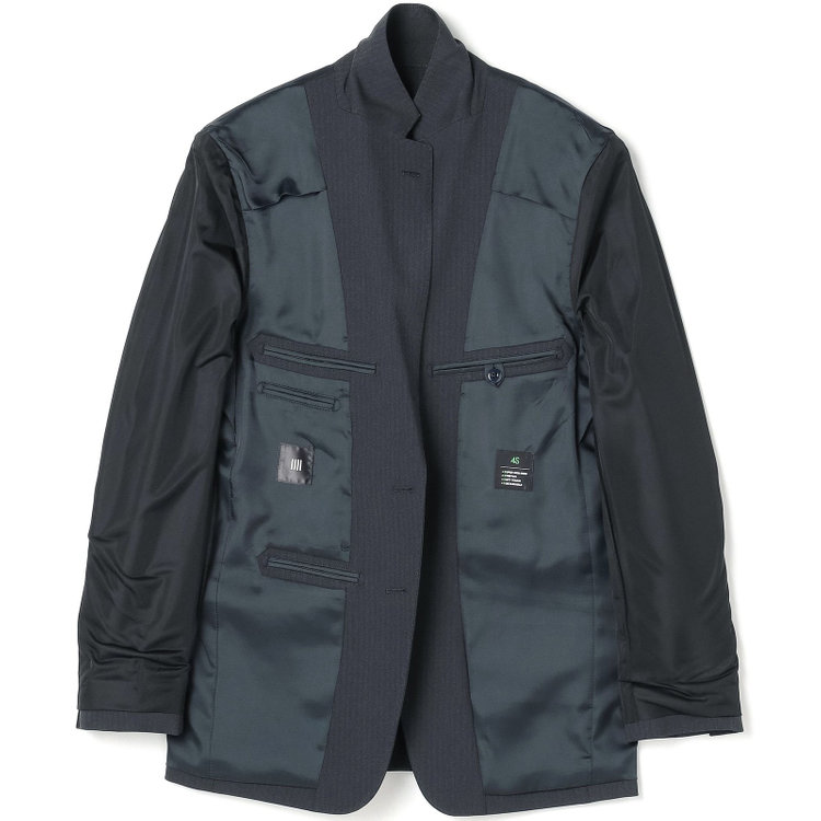 ブラックライン 【SLIM TAPERED_2】【年間】2釦シングルスリーピーススーツ 0タック/ダークグレー×シャドーストライプ/ウエストシャーリング/4S SUSTAINABILITY&ECOLOGY FABRIC/リバーシブルベスト（グレー）/※パンツ裾上げ済仕様 グレー濃色