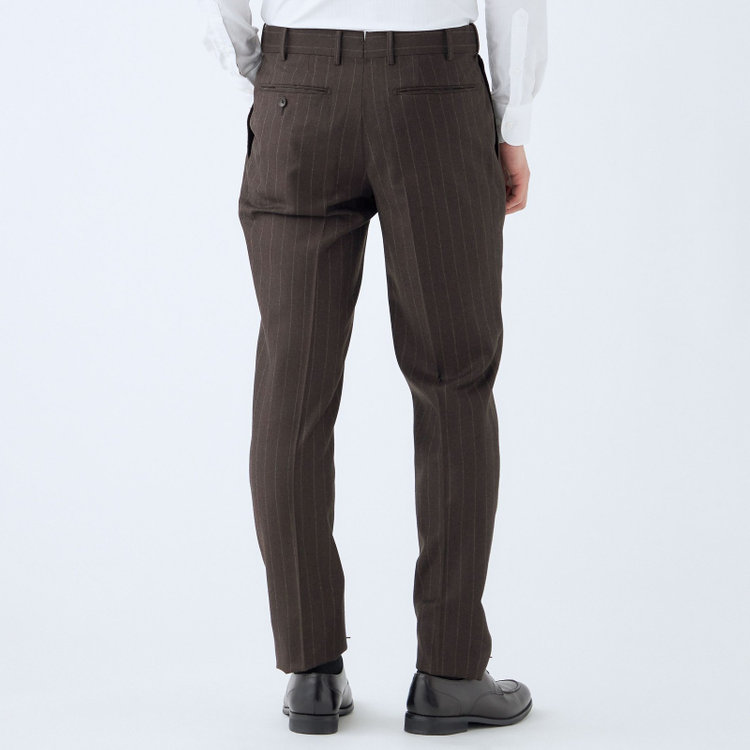 シルバーライン 【発送在庫あり】【CLASSICO TAPERED】【秋冬】6釦2掛けダブルスーツ 2タック/ブラウン×ストライプ/MARZOTTO/※裾上げ必要 茶濃色