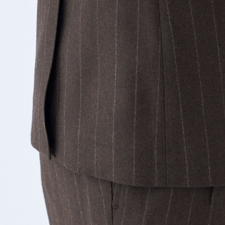 シルバーライン 【発送在庫あり】【CLASSICO TAPERED】【秋冬】6釦2掛けダブルスーツ 2タック/ブラウン×ストライプ/MARZOTTO/※裾上げ必要 茶濃色