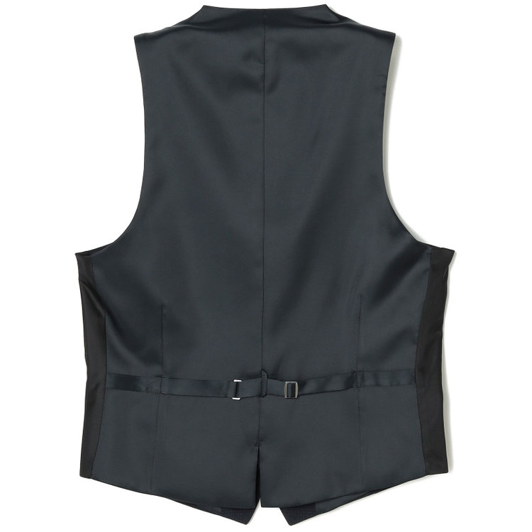 ブラックライン 【SLIM TAPERED_2】【春夏】2釦シングルスリーピーススーツ 0タック/ネイビー×チェック/ウエストシャーリング/4S SUSTAINABILITY&ECOLOGY FABRIC/※パンツ裾上げ済仕様 紺濃色