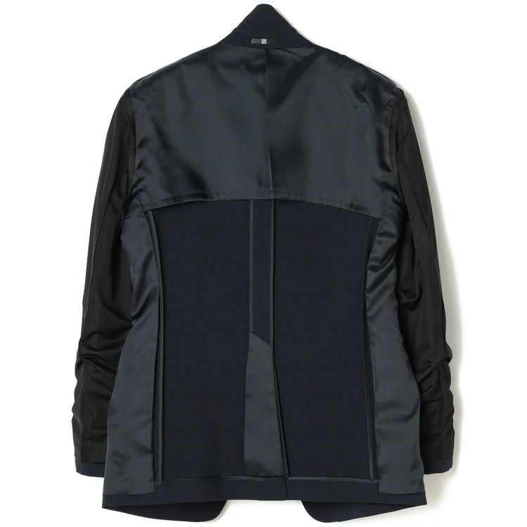 ブラックライン 【SLIM TAPERED_2】【春夏】2釦シングルスリーピーススーツ 0タック/ネイビー×チェック/ウエストシャーリング/4S SUSTAINABILITY&ECOLOGY FABRIC/※パンツ裾上げ済仕様 紺濃色