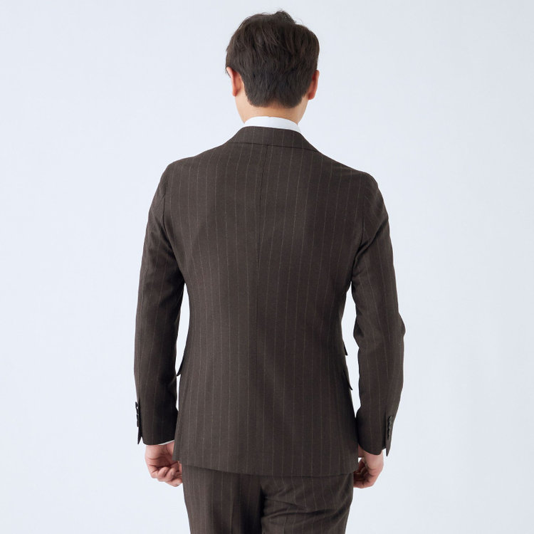 シルバーライン 【発送在庫あり】【CLASSICO TAPERED】【秋冬】6釦2掛けダブルスーツ 2タック/ブラウン×ストライプ/MARZOTTO/※裾上げ必要 茶濃色