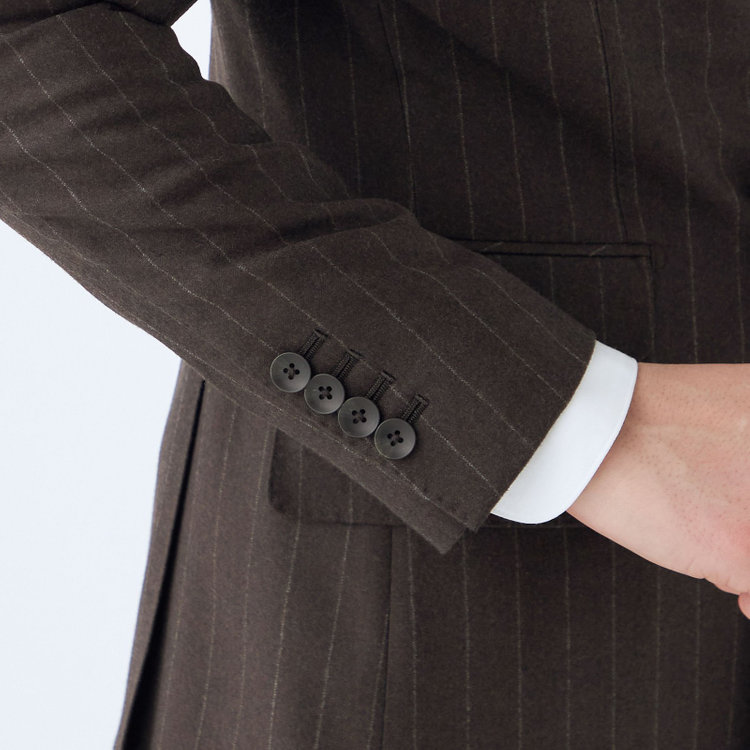 シルバーライン 【発送在庫あり】【CLASSICO TAPERED】【秋冬】6釦2掛けダブルスーツ 2タック/ブラウン×ストライプ/MARZOTTO/※裾上げ必要 茶濃色