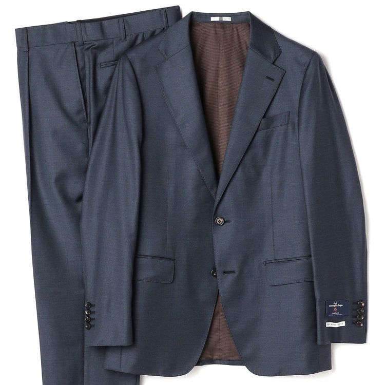 【CLASSICO TAPERED】【秋冬】2釦シングルスーツ 1タック/ネイビー×メランジ調ソリッド/ウエストムーブ/Ermenegildo Zegna Traveller /※裾上げ必要