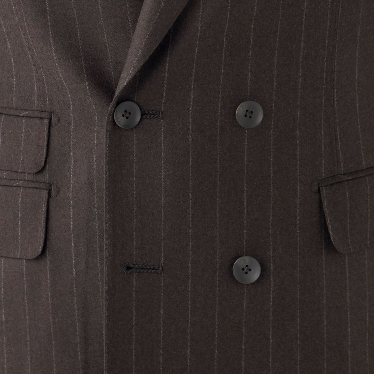 シルバーライン 【発送在庫あり】【CLASSICO TAPERED】【秋冬】6釦2掛けダブルスーツ 2タック/ブラウン×ストライプ/MARZOTTO/※裾上げ必要 茶濃色