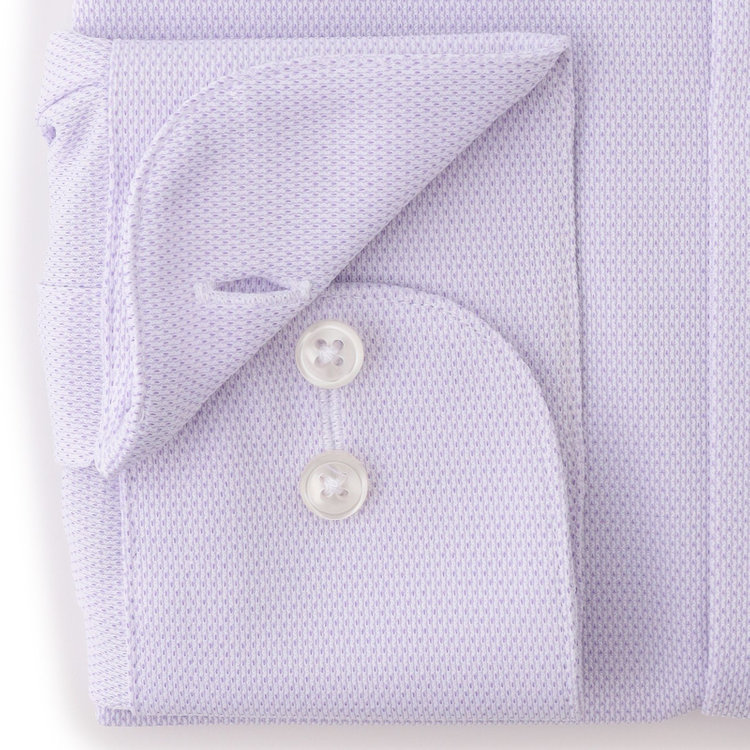 SUIT SELECT　アウトレット 【WEB限定/OUTLET/汚れ・キズ等有】【BLACK LINE】ホリゾンタルワイドカラースナップダウンワイシャツ/パープル×ドビー/「4S」スーパーノンアイロン・ストレッチ 紫中間