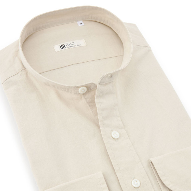 シルバーライン 【RBC】バンドカラーシャツ/ベージュ 茶淡色