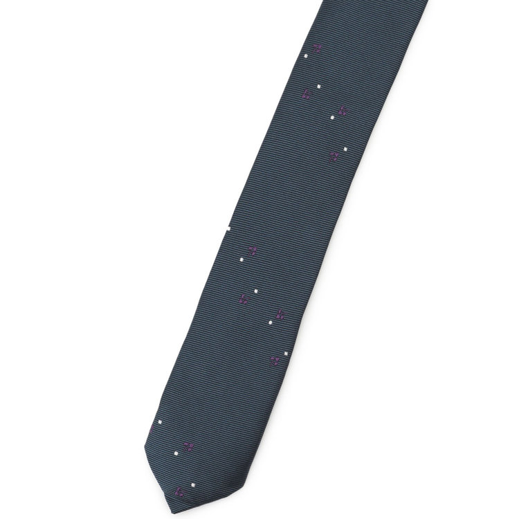 シルバーライン 【SL】シルクブレンド小紋ネクタイ 8.0cm幅/ネイビー＋パープル＆ホワイト その他