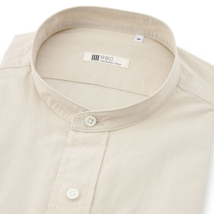 シルバーライン 【RBC】バンドカラーシャツ/ベージュ 茶淡色