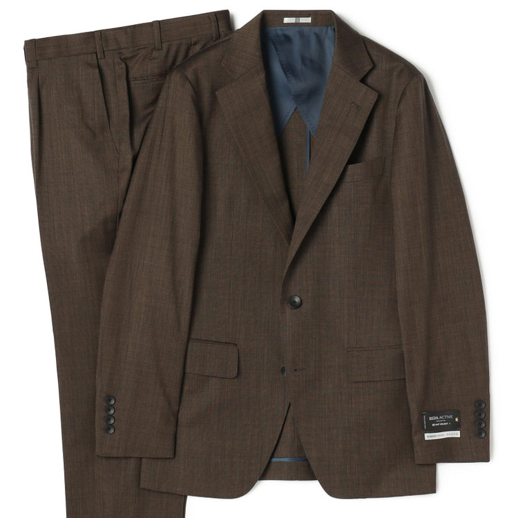シルバーライン 【CLASSICO TAPERED】【春夏】2釦シングルスーツ 1タック/ブラウン/ウエストムーブ/REDA ACTIVE/NEW ZEALAND MERINO/SHOWER CLEAN/※パンツ裾上げ済仕様 茶濃色