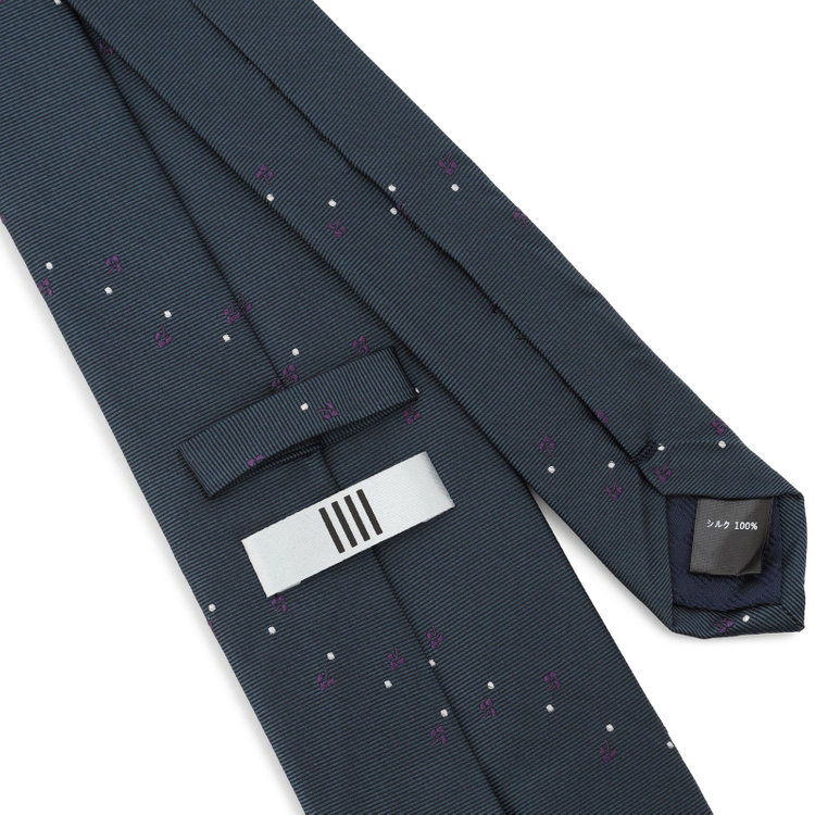 シルバーライン 【SL】シルクブレンド小紋ネクタイ 8.0cm幅/ネイビー＋パープル＆ホワイト その他