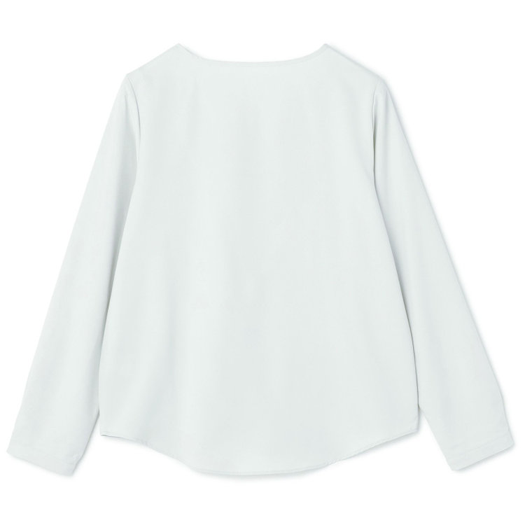 シルバーライン 【SL/長袖】Vネックポイントビジューホック付きプルオーバーブラウス/ペールグリーン/2WAYストレッチ/UV加工/ウォッシャブル 緑淡色