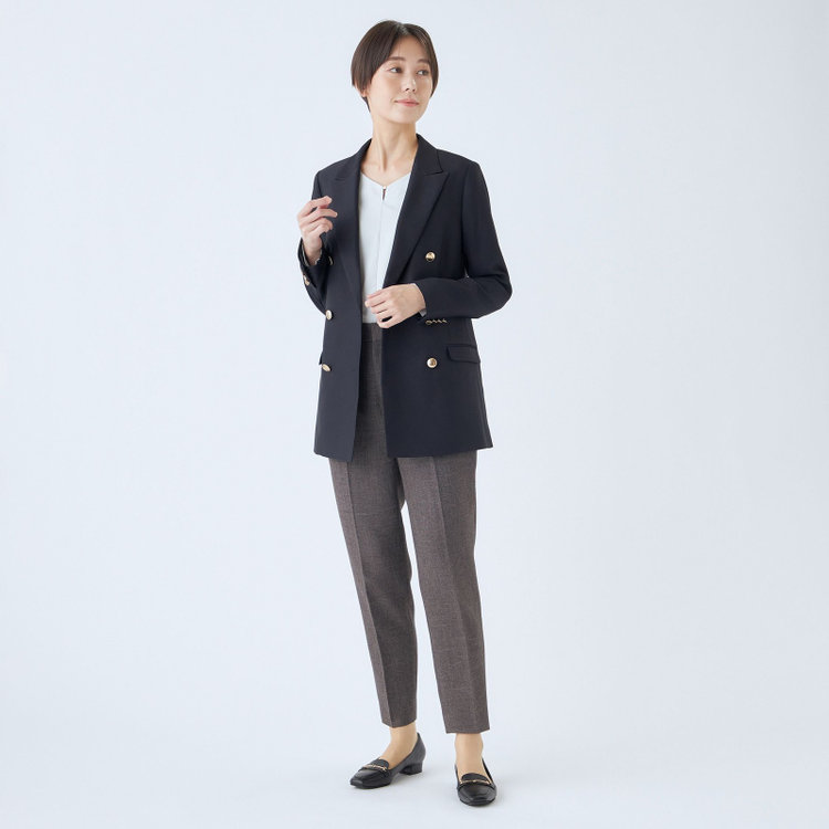 シルバーライン 【SL】【秋冬】6釦2掛けダブルジャケット/ネイビー/ゴールド釦/ウォッシャブル/TRABEST 紺濃色