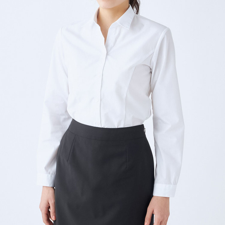 ソノタ 【SUIT SELECT×Samantha Thavasa】【長袖】リボン&フリル取り外しスキッパー/ホワイト×ドビーストライプ 白