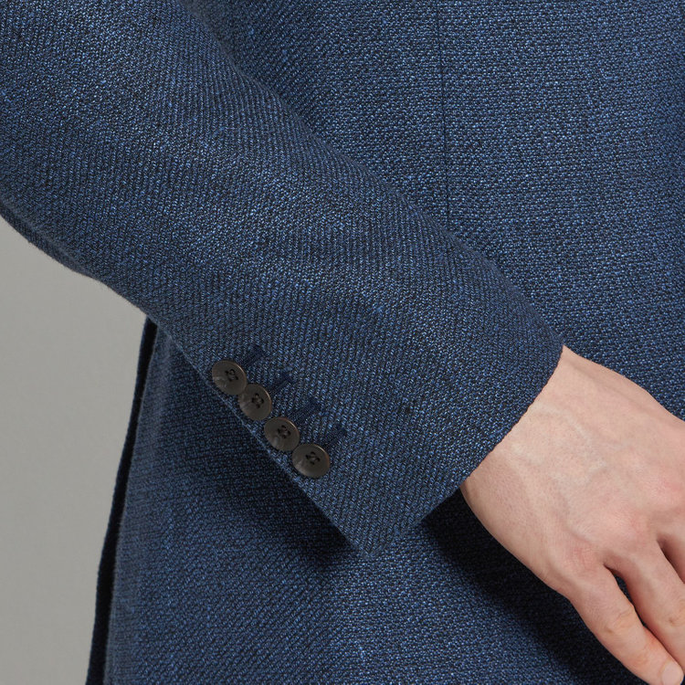 シルバーライン 【CLASSICO TAPERED】【春夏】ウールリネン2釦シングルジャケット/ネイビー/パッチポケット/MARZOTTO 青中間