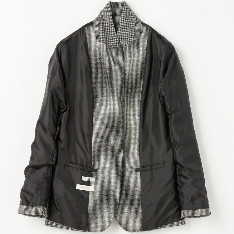 シルバーライン 【RELAX TAPERED】【秋冬】1釦ピークドラペルジャケット/ホワイト＆ブラック×ハウンドトゥース/RE:NEWOOL グレー中間