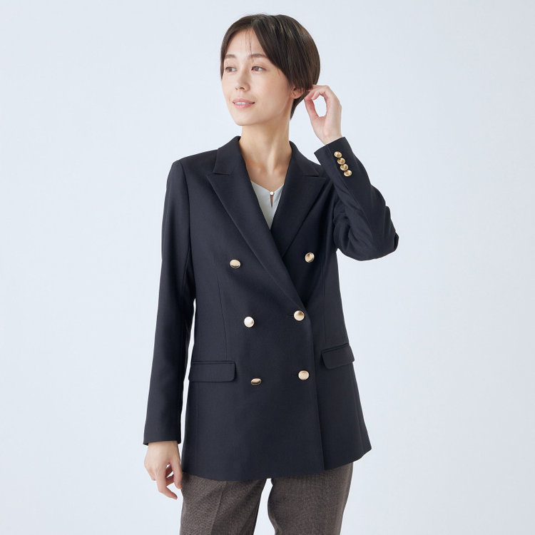 シルバーライン 【SL】【秋冬】6釦2掛けダブルジャケット/ネイビー/ゴールド釦/ウォッシャブル/TRABEST 紺濃色