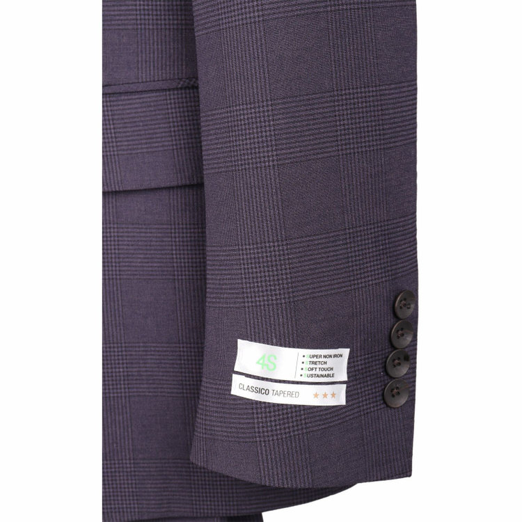 スーツセレクト 【CLASSICO TAPERED】【春夏】コーディネートパンツ付き/2釦シングルスーツ 1タック/ネイビー×チェック+グレーソリッドパンツ/ウエストムーブ/4S SUSTAINABILITY/BREATH EFFECT AIR/※パンツ裾上げ済仕様 ネイビー系(紺)