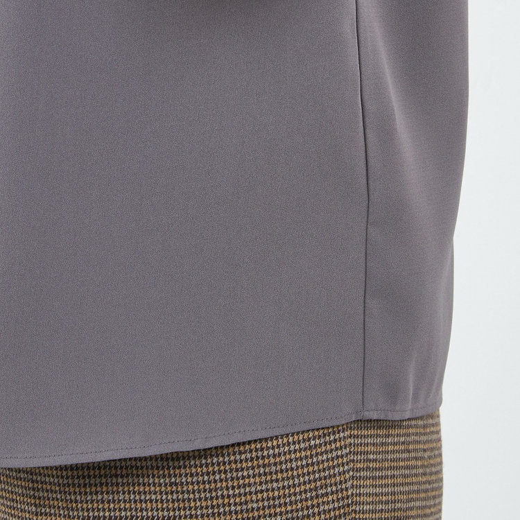 シルバーライン 【SL/長袖】ボウタイ取り外し2WAYプルオーバー/グレー＋ホワイト/「ウォッシャブル」「ストレッチ」「防シワ」「UV加工」「静電気防止」 グレー濃色