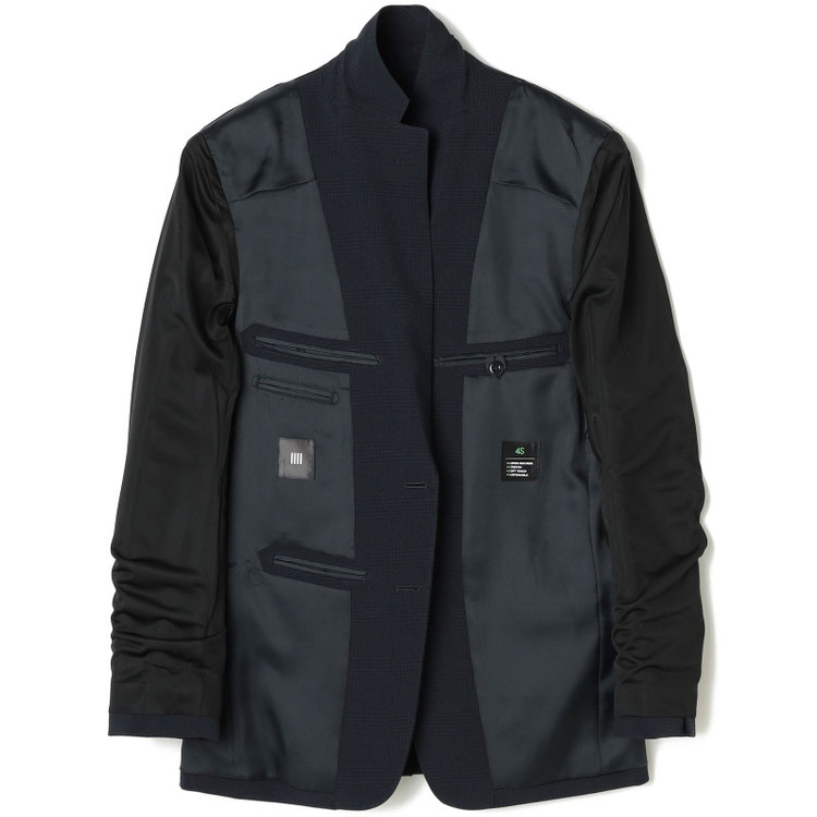 ブラックライン 【SLIM TAPERED_2】【春夏】2釦シングルスリーピーススーツ 0タック/ネイビー×チェック/ウエストシャーリング/4S SUSTAINABILITY&ECOLOGY FABRIC/※パンツ裾上げ済仕様 紺濃色