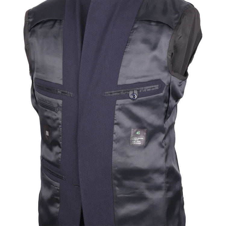 スーツセレクト 【発送在庫あり】【SLIM TAPERED_2】【春夏】コーディネートパンツ付き/2釦シングルスーツ 0タック/ネイビー+グレーソリッドパンツ/ウエストシャーリング/4S SUSTAINABILITY&ECOLOGY FABRIC/※パンツ裾上げ済仕様 ネイビー系(紺)