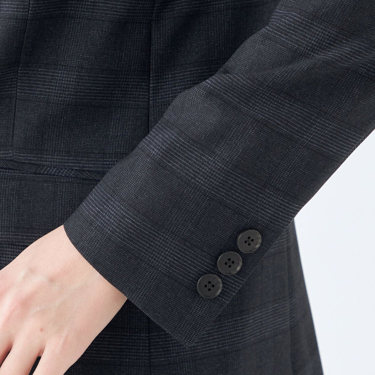 シルバーライン 【SL】【秋冬】4釦1掛ダブル パンツスーツ/ネイビー×チェック/ウォッシャブル/※パンツ裾上げ済仕様 紺中間