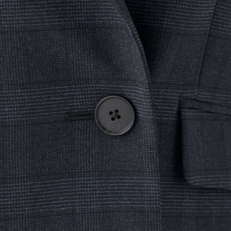 シルバーライン 【SL】【秋冬】4釦1掛ダブル パンツスーツ/ネイビー×チェック/ウォッシャブル/※パンツ裾上げ済仕様 紺中間