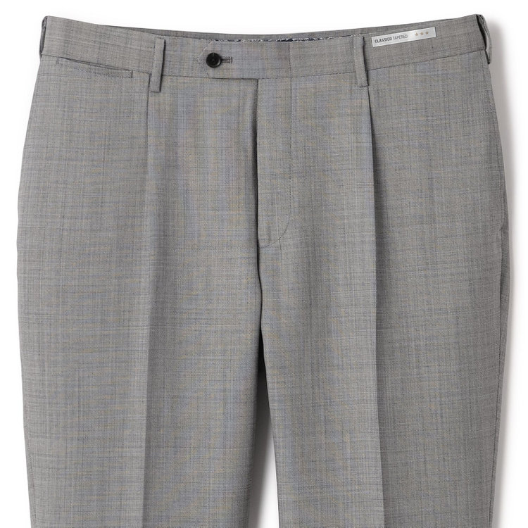 シルバーライン 【CLASSICO TAPERED】【春夏】ウール 1タックテーパードパンツ/グレー/ウエストムーブ/※裾上げ必要 グレー淡色