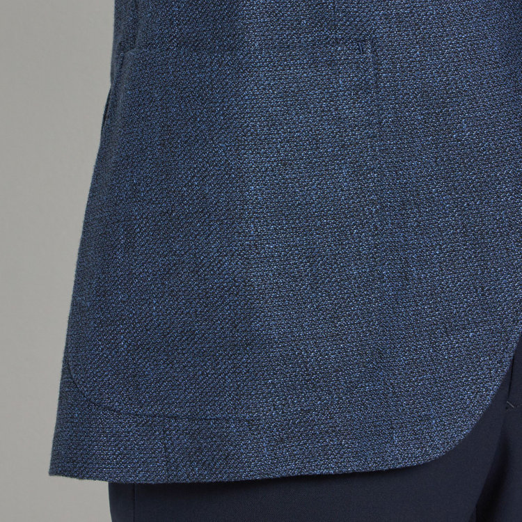 シルバーライン 【CLASSICO TAPERED】【春夏】ウールリネン2釦シングルジャケット/ネイビー/パッチポケット/MARZOTTO 青中間