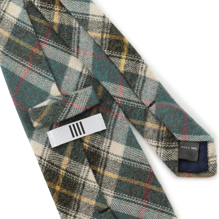 シルバーライン 【SILVER LINE】コットンチェックネクタイ 8.0cm幅/グリーン×ベージュ その他