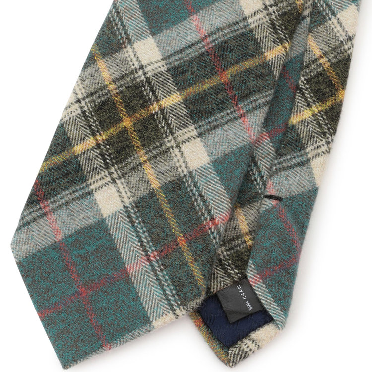 シルバーライン 【SILVER LINE】コットンチェックネクタイ 8.0cm幅/グリーン×ベージュ その他