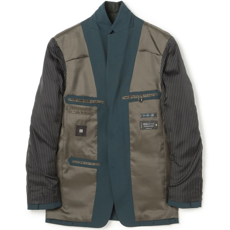 ブラックライン 【発送在庫あり】【SLIM TAPERED_2】【春夏】2釦シングルスーツ 0タック/グリーン×ソリッド/ウエストムーブ/REDA ACTIVE/NEW ZEALAND WOOL MERINO/SHOWER CLEAN/※裾上げ必要 緑濃色