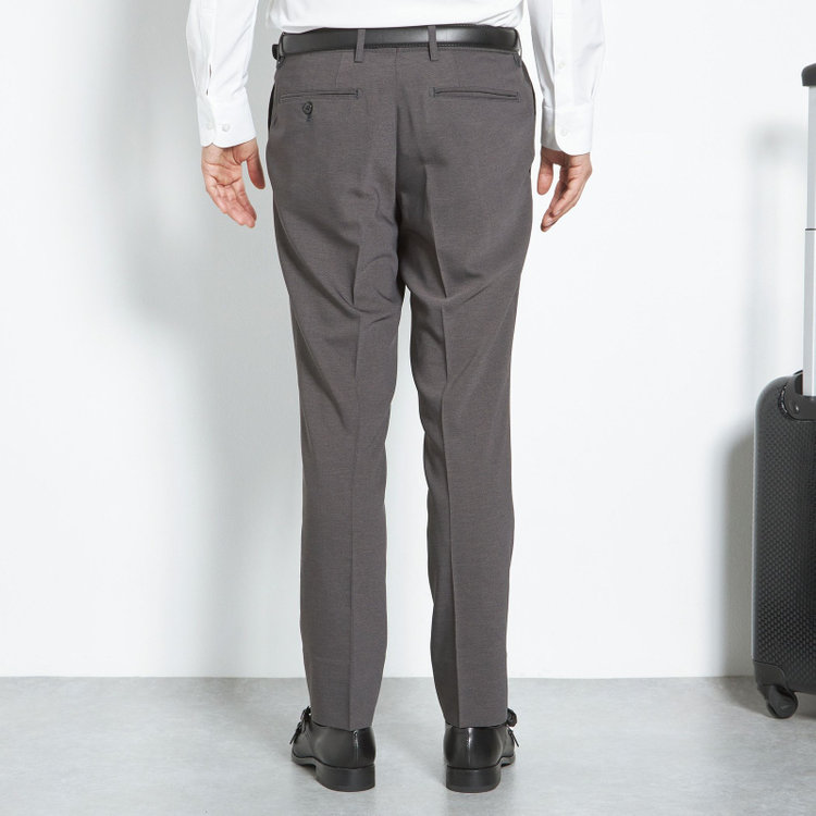 ブラックライン 【SLIM TAPERED】【年間】ウォッシャブル0タックテーパードパンツ/グレー/裾上げ済仕様 グレー中間
