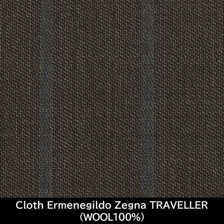 スーツセレクト 【日本製】【MEN'S】【パターンオーダー】【SLIM TAPERED】【春夏】スーツ/ブラウン×ストライプ/Cloth Ermenegildo Zegna TRAVELLER(WOOL100%) グレー系(灰)