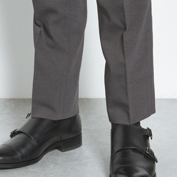ブラックライン 【SLIM TAPERED】【年間】ウォッシャブル0タックテーパードパンツ/グレー/裾上げ済仕様 グレー中間