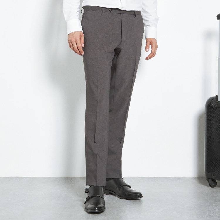 ブラックライン 【SLIM TAPERED】【年間】ウォッシャブル0タックテーパードパンツ/グレー/裾上げ済仕様 グレー中間