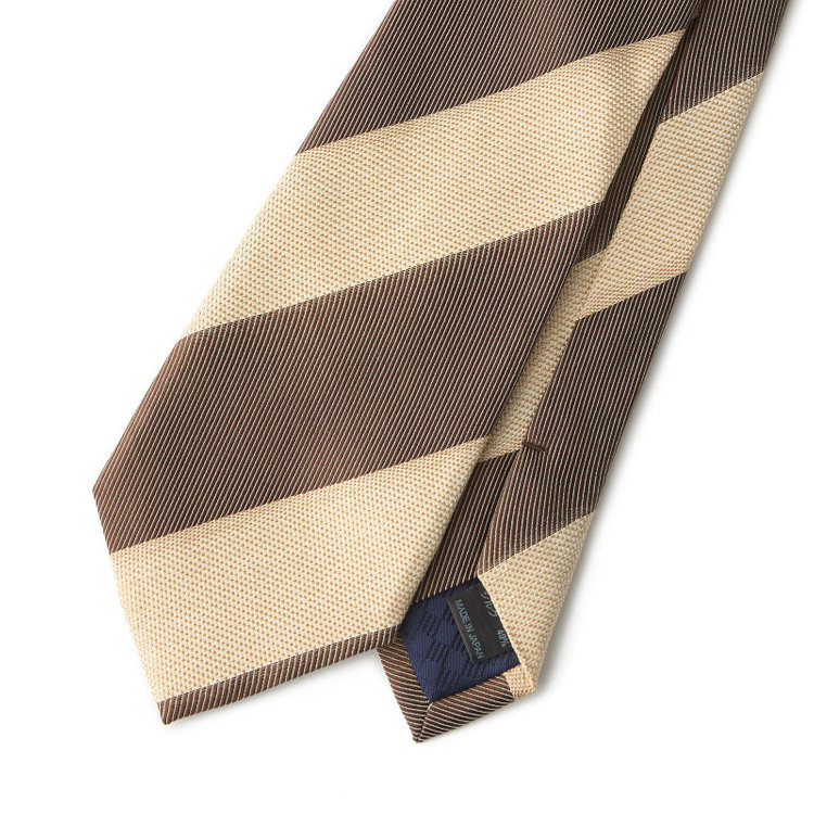 ブラックライン  【BLACK LINE】コットンシルクストライプネクタイ 7.5cm幅/ブラウン/ITALIAN FABRICS その他