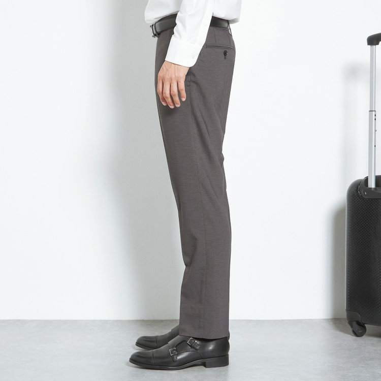 ブラックライン 【SLIM TAPERED】【年間】ウォッシャブル0タックテーパードパンツ/グレー/裾上げ済仕様 グレー中間