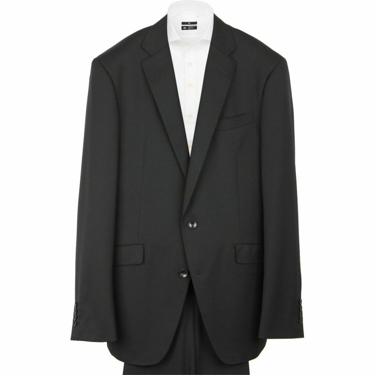 SUIT SELECT　アウトレット 【WEB限定/OUTLET/汚れ・キズ等有】【KSW】【年間】【フォーマル対応可】2釦シングルスーツ 0タック/ブラック×ソリッド+SUPER TOUGH 100'S ブラック系(黒)
